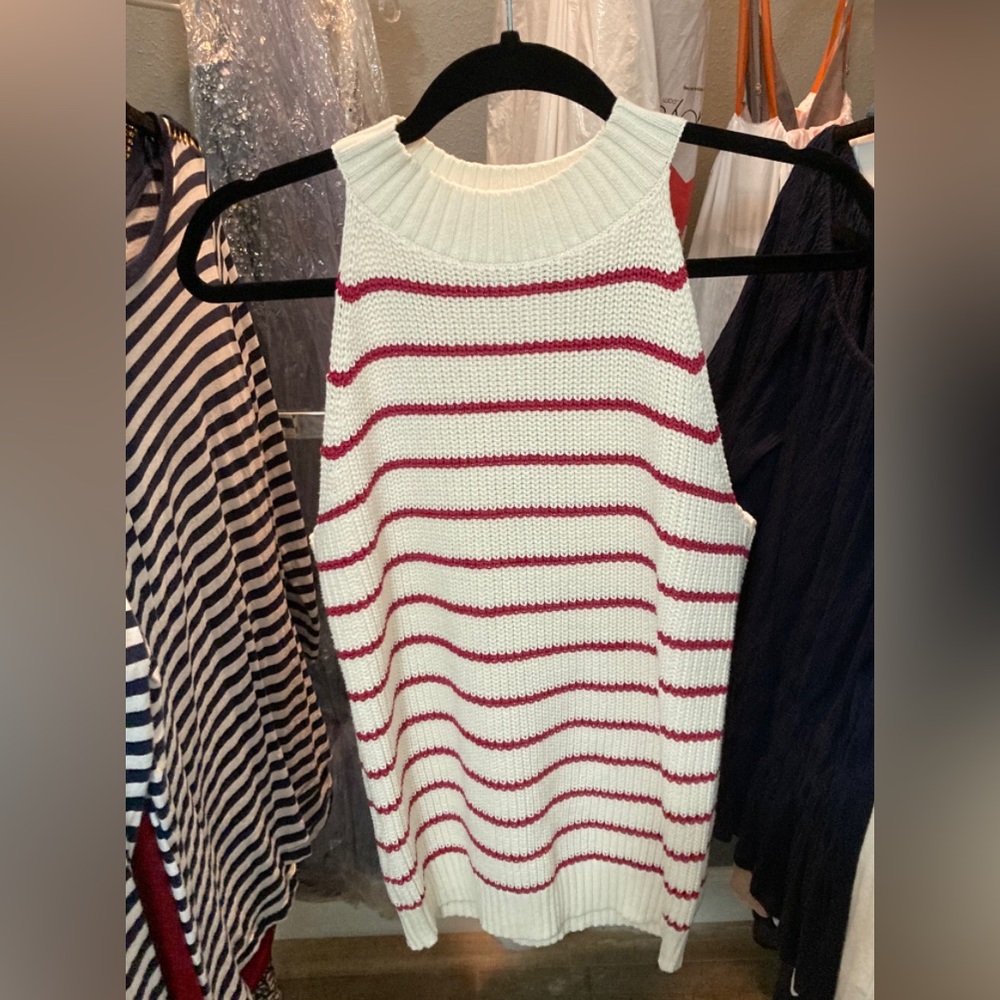 Ann Taylor Loft Sleeveless Red/White Sweater - M